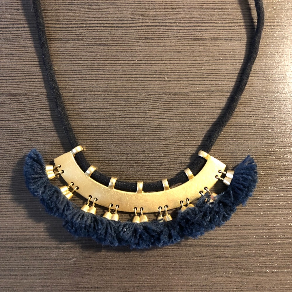 Madewell Gold and Navy Tassel Collar Necklace - Picture 4 of 5